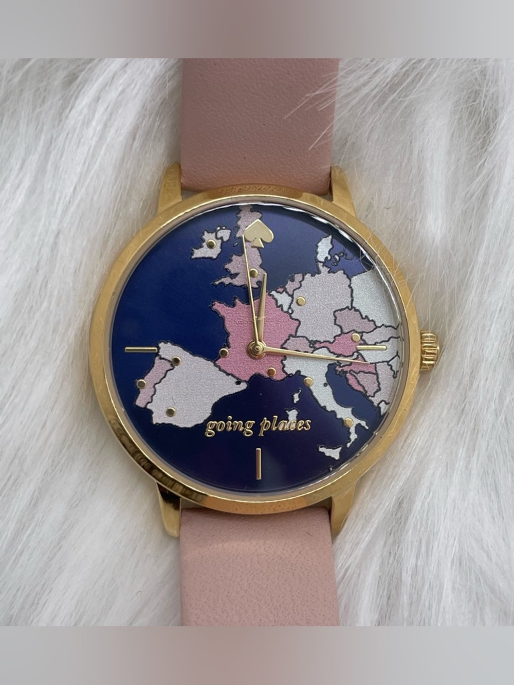 Kate Spade Metro Going Places Map Watch Pink Leather Strap New Battery Like New